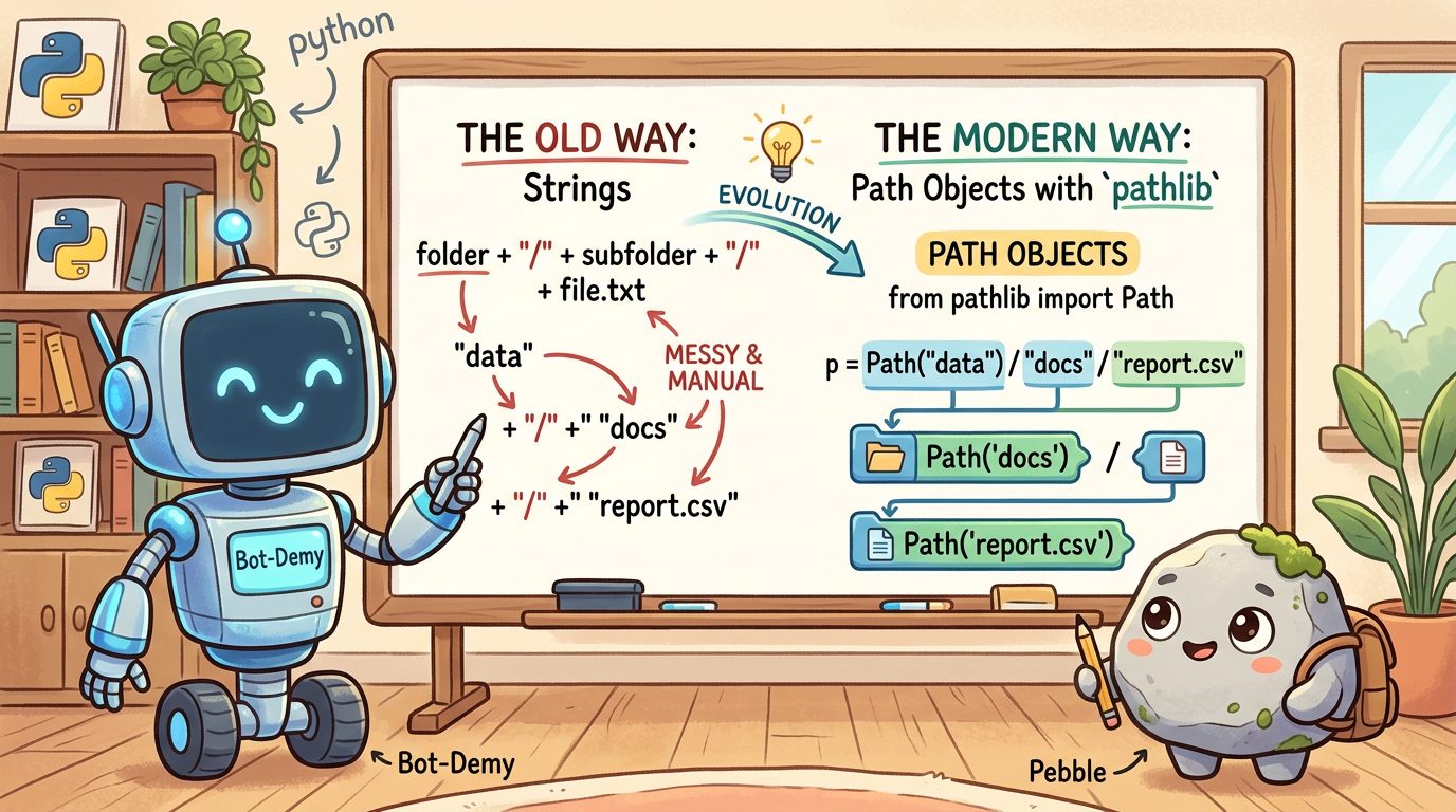 os.pathからpathlibへの進化を図解で学ぶAG先生とストーンさん